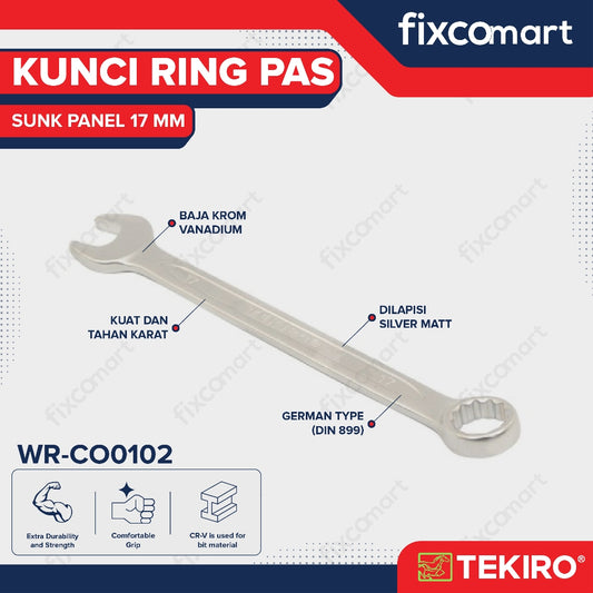 Tekiro Combination Wrench 17 mm Sunk Panel
