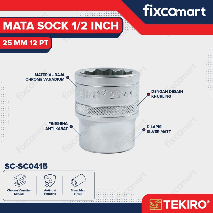 Tekiro Socket 1/2 inch 25 mm 12 PT
