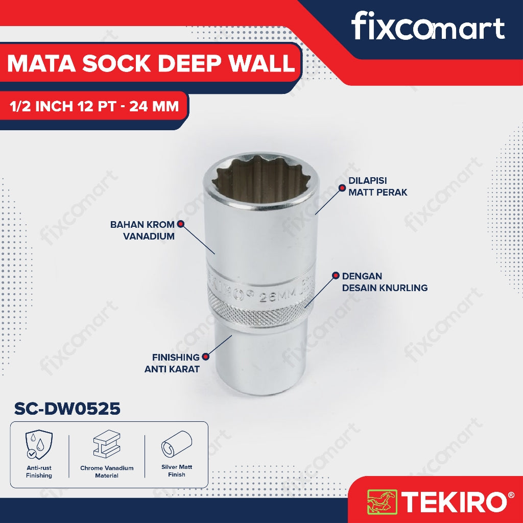 Tekiro Mata Sock Deep Wall 1/2 Inch 24 Mm 12Pt
