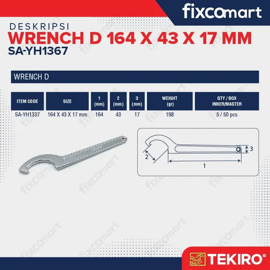 Tekiro Wrench D / Tekiro Kunci Komstir / Tekiro Special Tools FIXCOMART