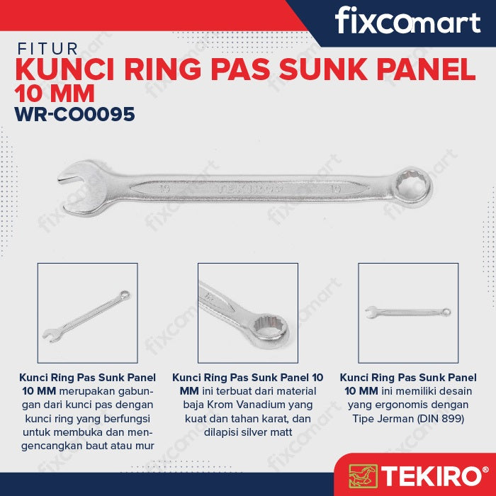 Tekiro Kunci Ring Pas 10 Mm Sunk Panel