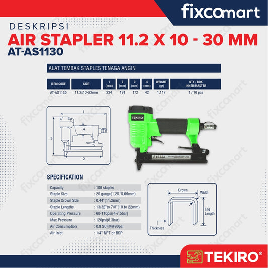 Tekiro Air Stapler 11.2 X 10-30 Mm / Alat Staples Angin / Paku U