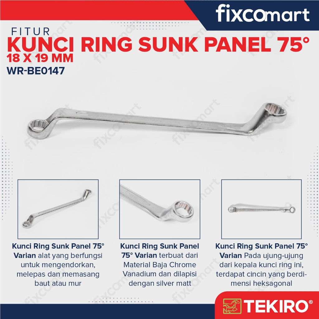 Tekiro Kunci Ring 18x19 Sunk Panel 75 Derajat