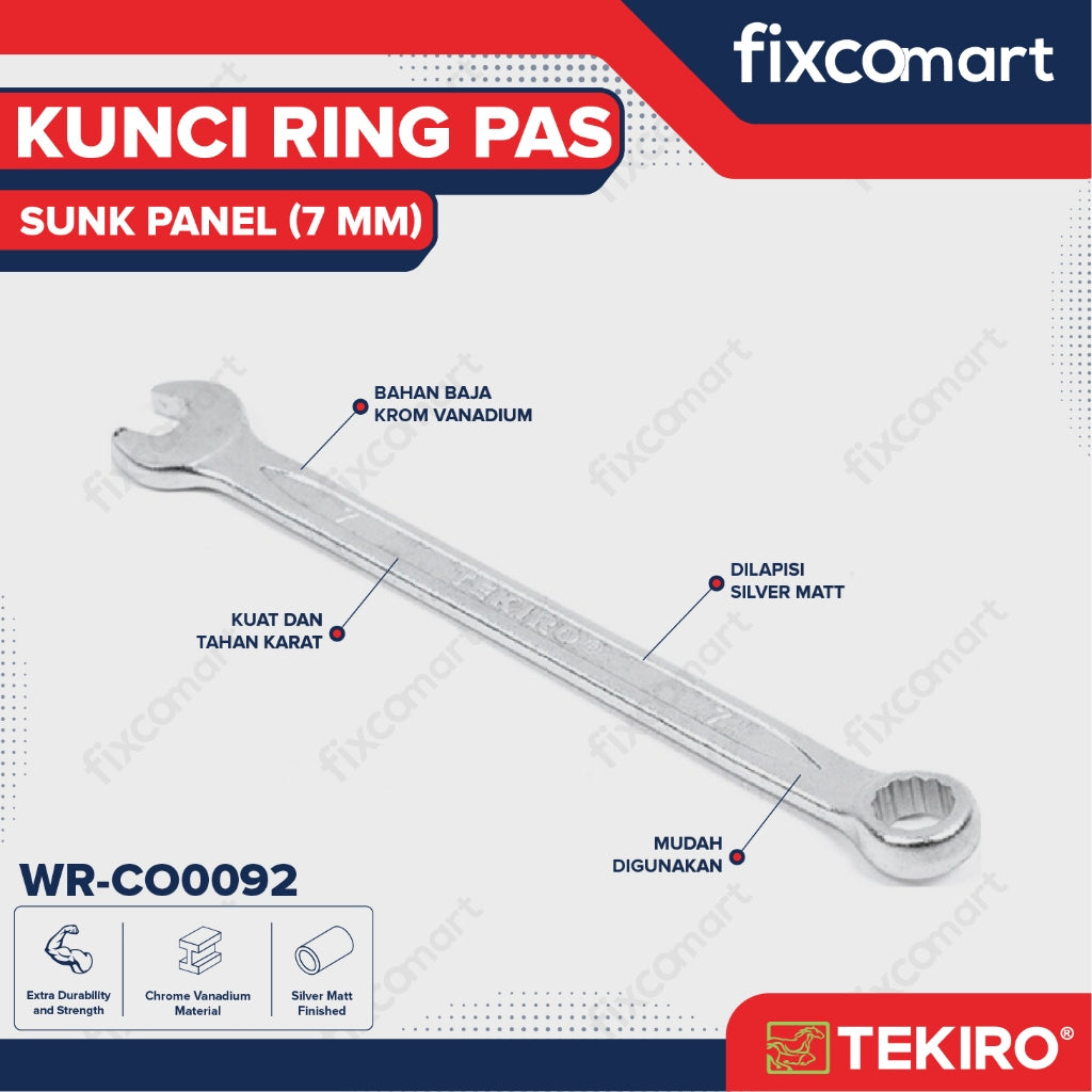 Tekiro Kunci Kombinasi Sunk Panel 7 mm / Kunci Ringpas