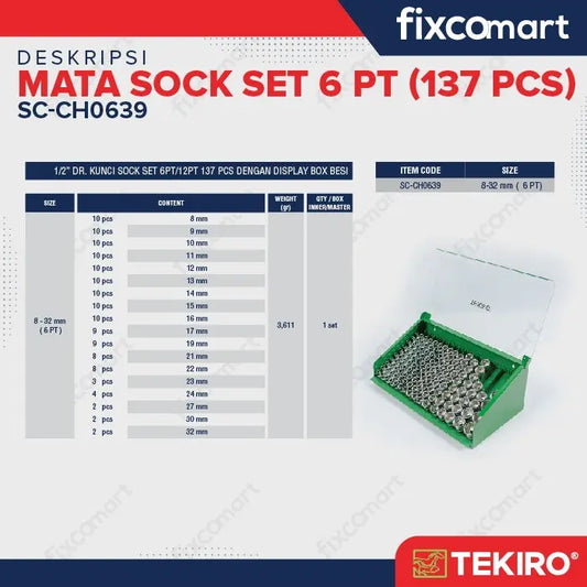 Tekiro Socket Chest 8-32 mm 6PT - 12PT / Tekiro Mata Sock Set 6PT - 12PT FIXCOMART