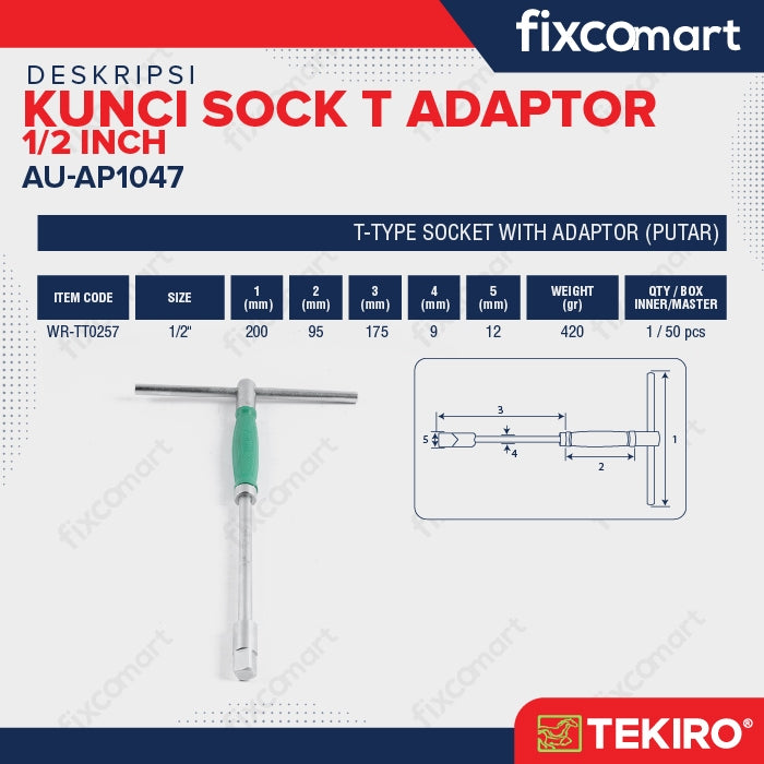 Tekiro Kunci Sock T Adaptor 1/2 Inch