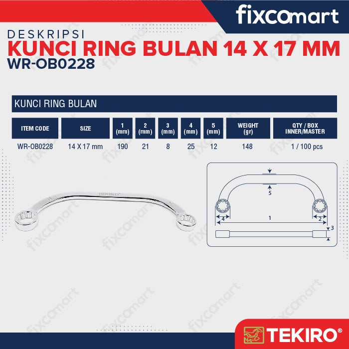 Tekiro Kunci Ring Bulan 14X17 mm