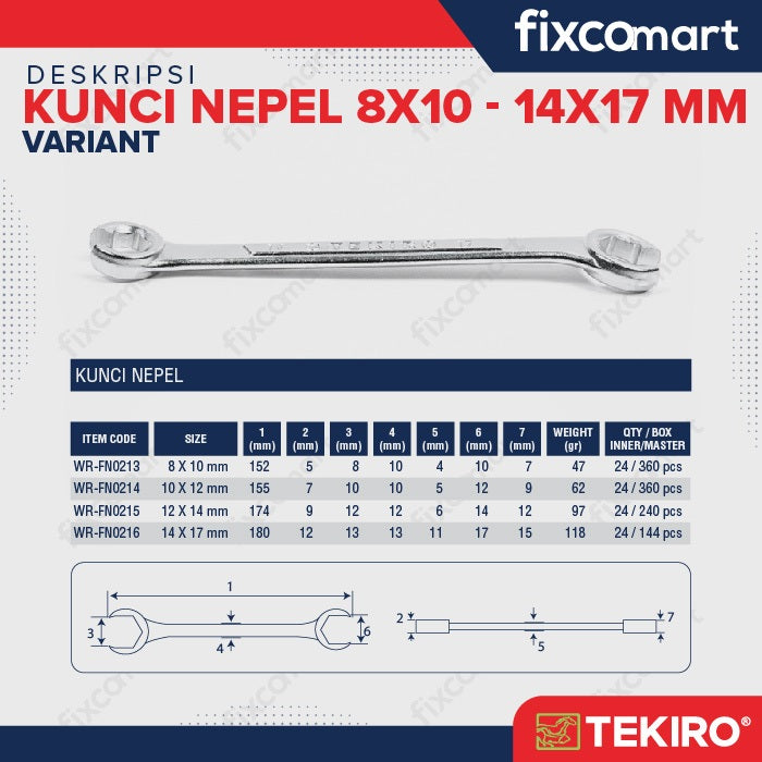 Tekiro Kunci Nepel 8X10 mm - 12X14 MM