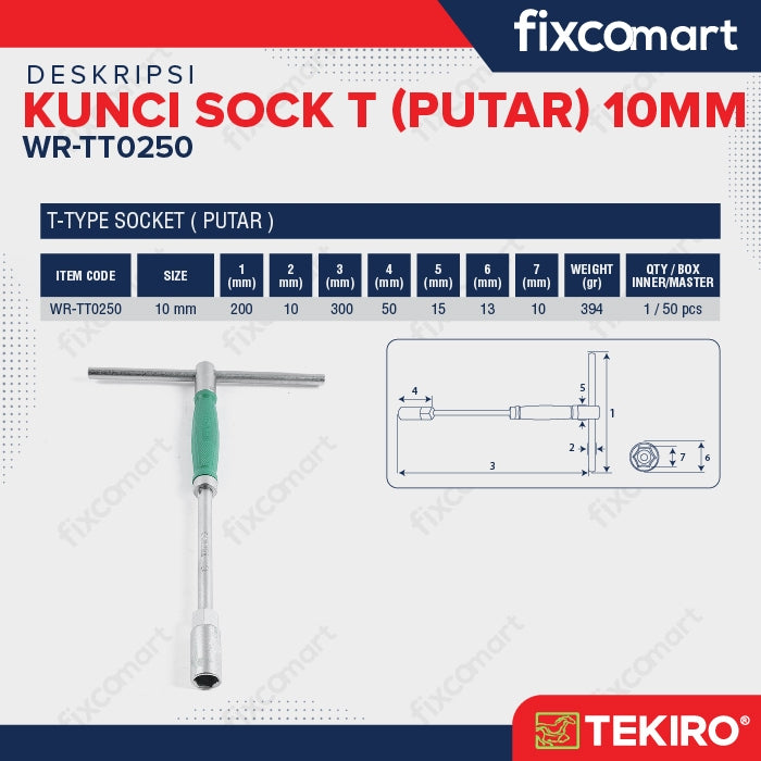 Tekiro Kunci Sock T Rotary 10 mm