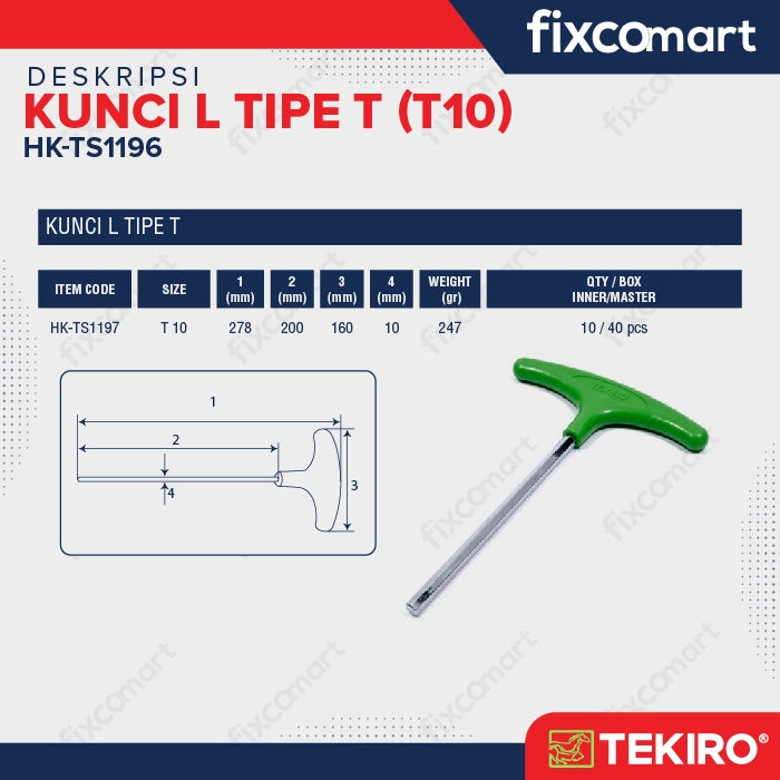 Tekiro Kunci L Model T / Tekiro T Shape Hex T10