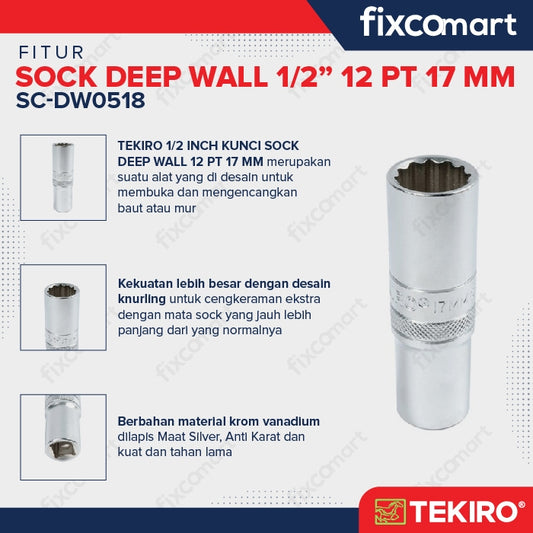 Tekiro Mata Sock Deep Waal 1/2 Inch 17 Mm 12Pt
