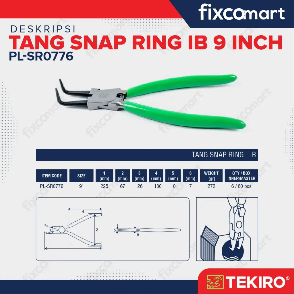 Tekiro Tang Snap Ring IB 9 Inch FIXCOMART