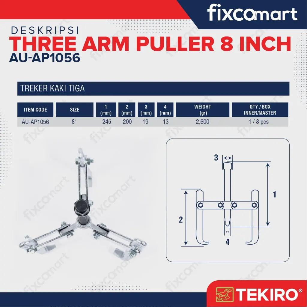 Tekiro Three Arm Gear Puller / Treker Kaki 3 8 Inch FIXCOMART