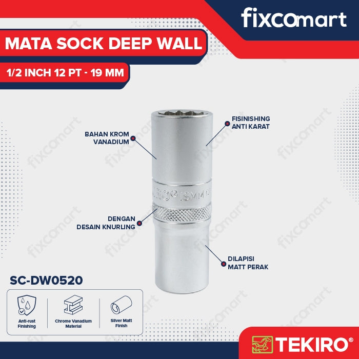 Tekiro Mata Sock Deep Waal 1/2 Inch 19 Mm 12Pt