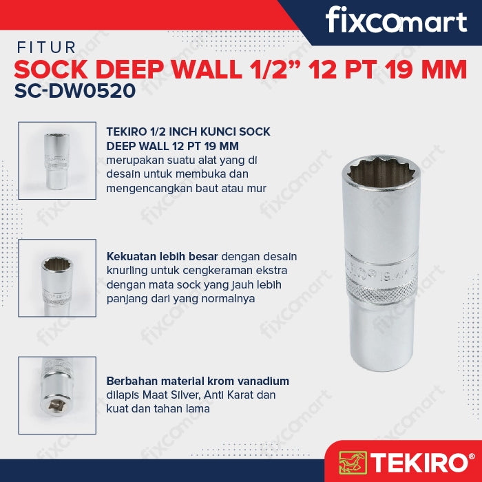 Tekiro Mata Sock Deep Waal 1/2 Inch 19 Mm 12Pt