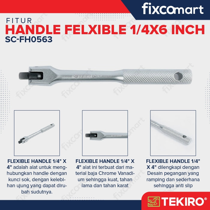 Tekiro Ratchet Handle Felxible 1/4X6 Inch / Gagang Ratchet