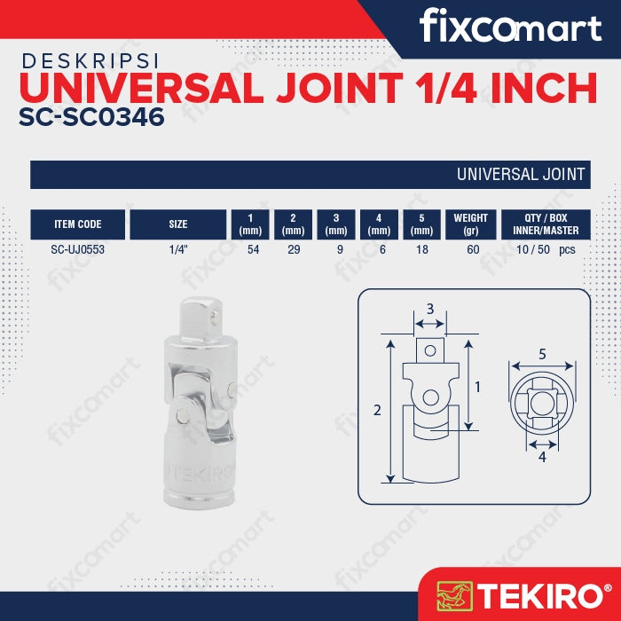 Tekiro Universal Joint 1/4 Inch / Sambungan Mata Sock