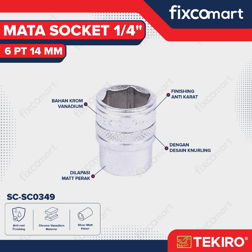 Tekiro Mata Sock 1/4 Inch 14 Mm 6 Pt