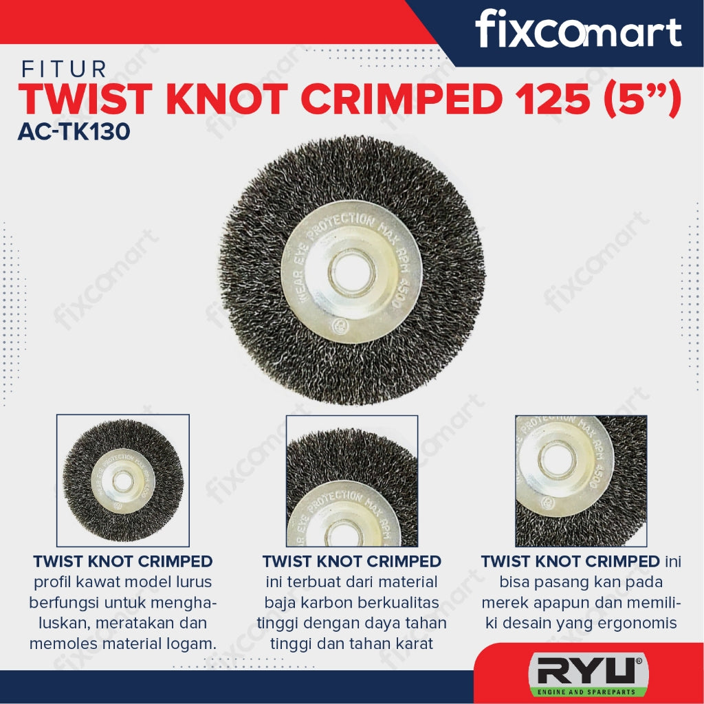 RYU Circular Crimped 5 Inch 125 mm / Sikat Kawat