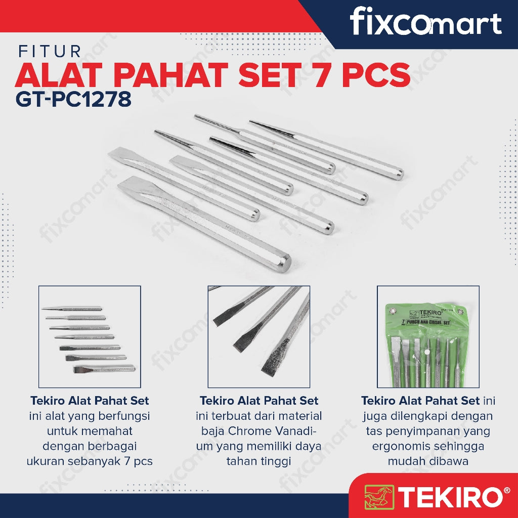 Tekiro Punch & Chisel Set 7 Pcs / Tekiro Pahat Set 7 Pcs