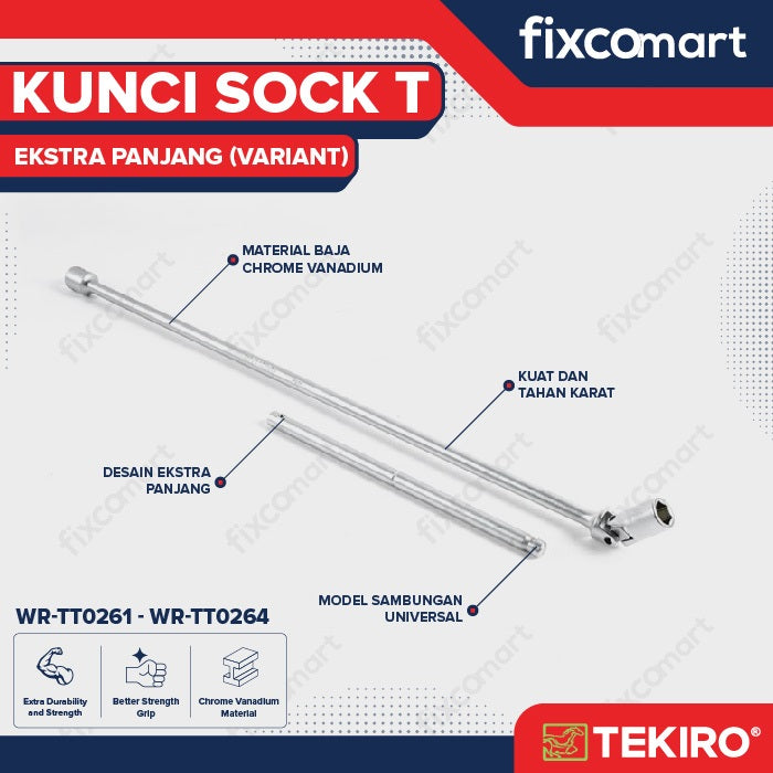 Tekiro Kunci Sock T Ekstra Long / Sok T Ekstra Panjang 500 X 14 mm - 500X14 MM