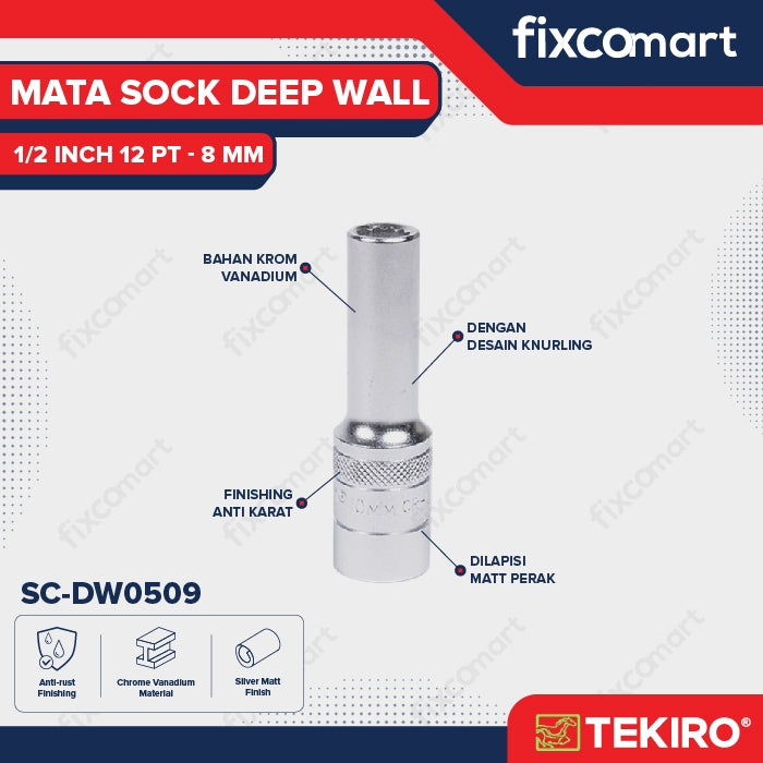 Tekiro Mata Sock Deep Waal 1/2 Inch 8 Mm 12Pt