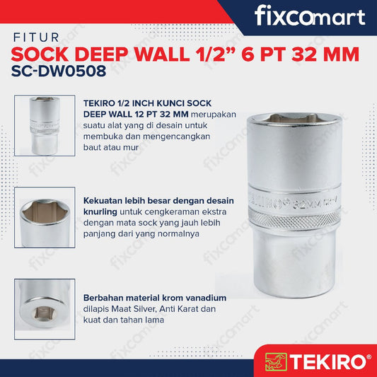 Tekiro Mata Sock Deep Wall 1/2 Inch 32 Mm 6Pt