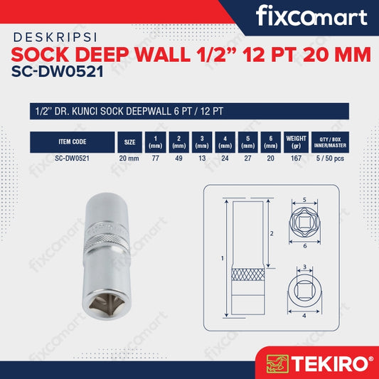 Tekiro Mata Sock Deep Wall 1/2 Inch 12PT 20 mm