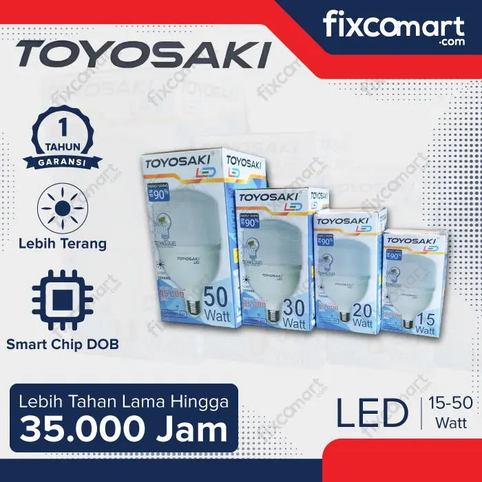 Lampu LED BESAR TOYOSAKI Cahaya Putih 15W 20W 30W 50W FIXCOMART
