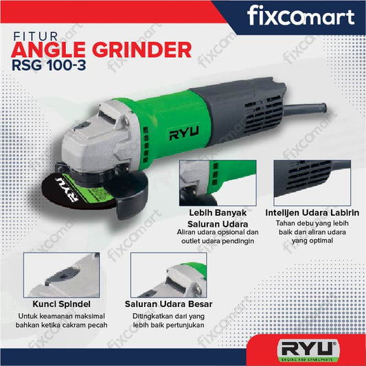 Ryu Angle Grinder Rsg 100-3 / Mesin Gerinda Tangan 4 Inch 4" / Gurinda / Grinda