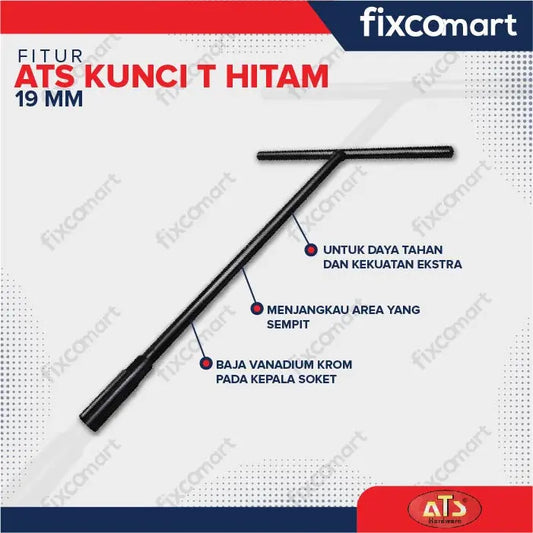 Kunci Sock T Hitam ATS 8 10 11 13 14 17 19 MM FIXCOMART