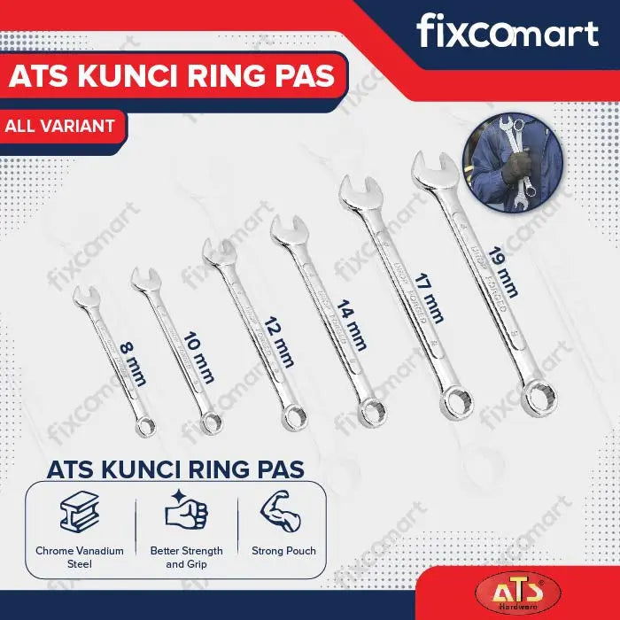 Kunci Ring Pas ATS 8 10 12 14 17 19 MM FIXCOMART