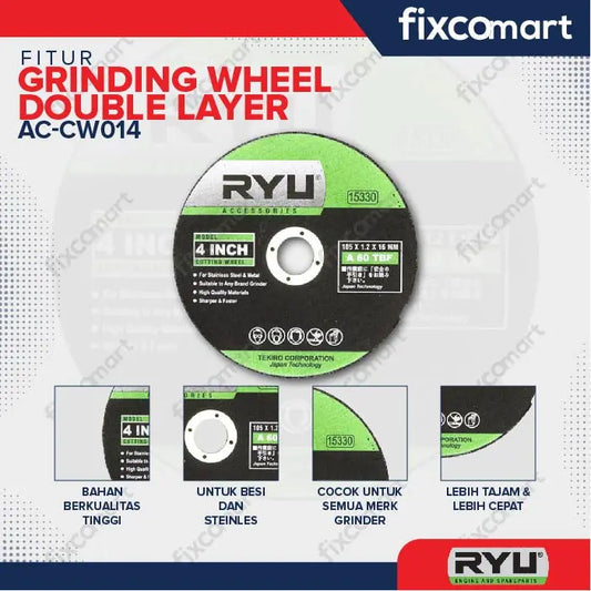 RYU Cutting Wheel Double Layer / Ryu Mata Pisau Mesin Gerinda 4 Inch FIXCOMART