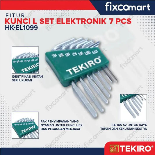 Tekiro Hex Key Electro / Kunci L Set Elektronik 7 Pcs Inch FIXCOMART
