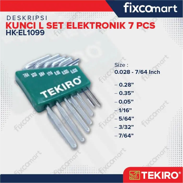 Tekiro Hex Key Electro / Kunci L Set Elektronik 7 Pcs Inch FIXCOMART