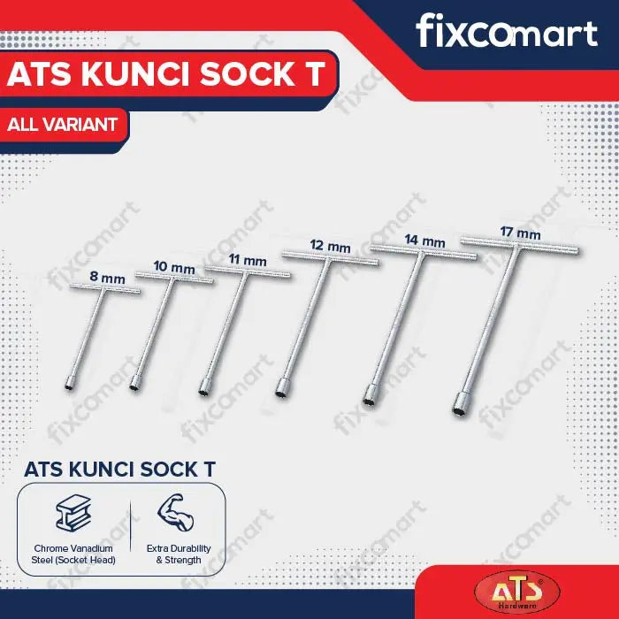 Kunci Sock T Silver ATS 8 10 11 12 14 17 MM FIXCOMART