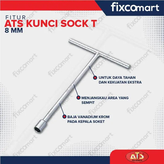 Kunci Sock T Silver ATS 8 10 11 12 14 17 MM FIXCOMART
