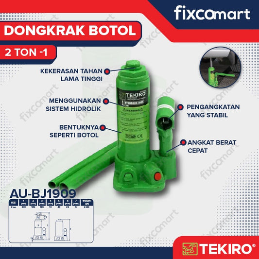 Tekiro Dongkrak Botol 2 Ton / Tekiro Hydraulic Bottle Jack