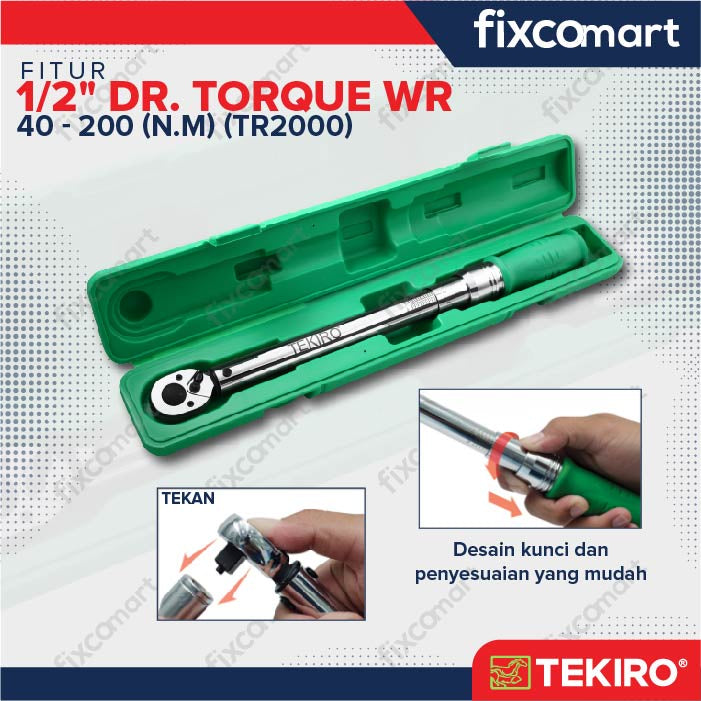 Tekiro Kunci Torsi 1/2 Inch 40-200 N.M (Tr2000) / Tekiro Kunci Momen / Kunci Torque