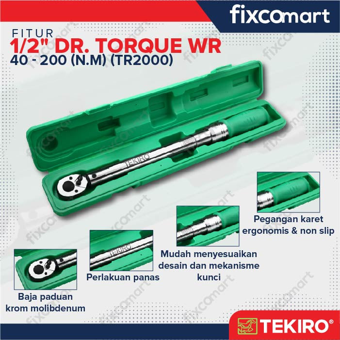 Tekiro Kunci Torsi 1/2 Inch 40-200 N.M (Tr2000) / Tekiro Kunci Momen / Kunci Torque