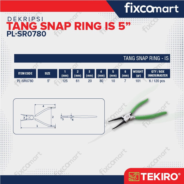 Tekiro Tang Snap Ring Tekan Tutup Lurus / Tekiro Tang Snap Ring Is 5"