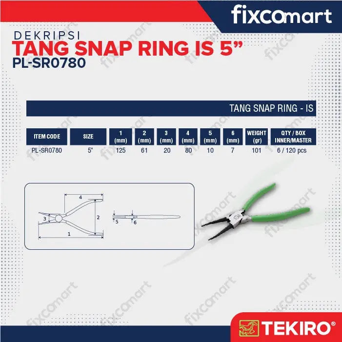 Tekiro Tang Snap Ring Tekan Tutup Lurus / Tekiro Tang Snap Ring Is 5" FIXCOMART
