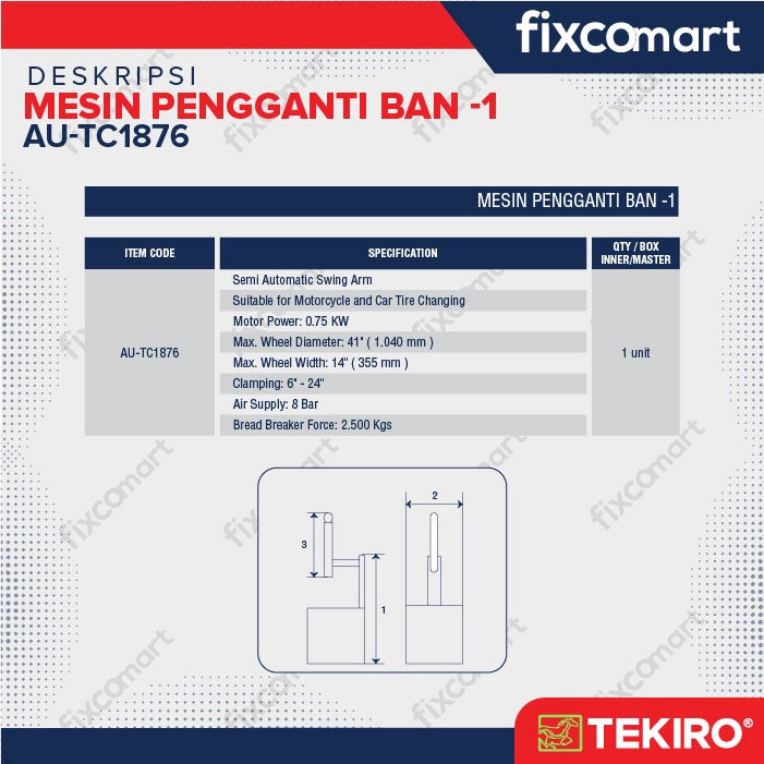 TEKIRO Tire Changer / Pembuka Ban Otomatis Mobil Motor / Tyre Changer GARANSI