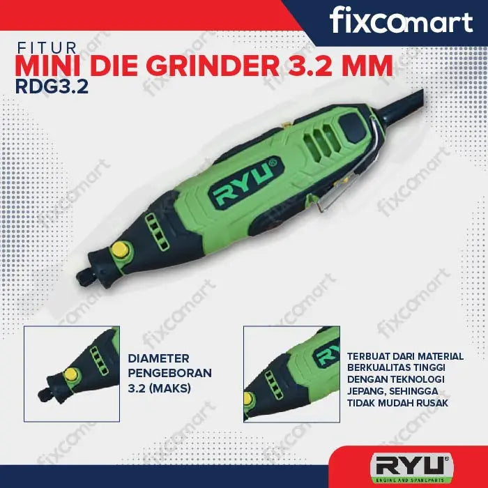 Ryu Mini Die Grinder / Mesin Gerinda / Gerinda Botol / Tuner Rdg 3.2 FIXCOMART