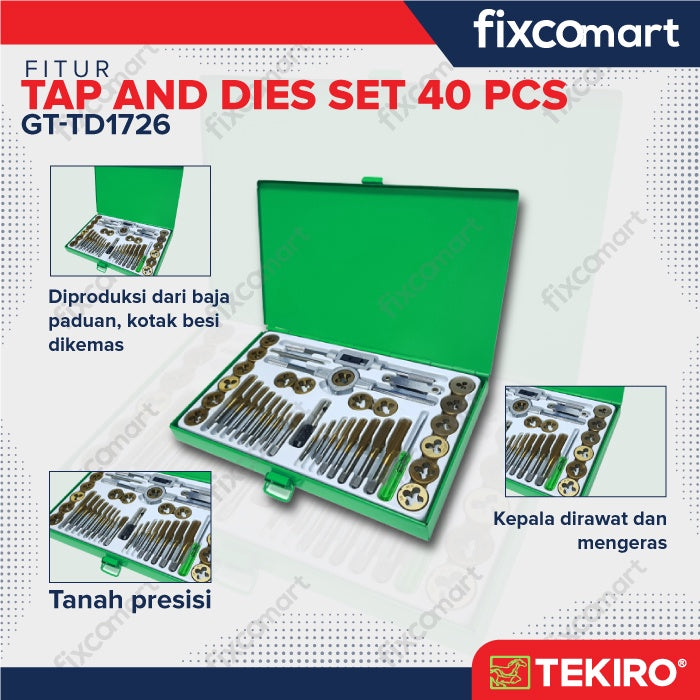 Tekiro Tap & Die Set 40 Pcs - Alat Pembuat Buat Drat