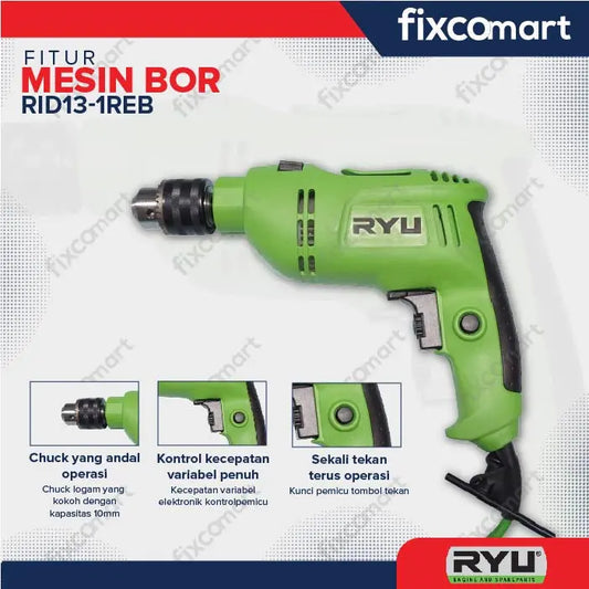 RYU Paket Mesin Bor Tembok Ryu Rid 13-1 Reb Mesin Bor Beton Tekiro FIXCOMART