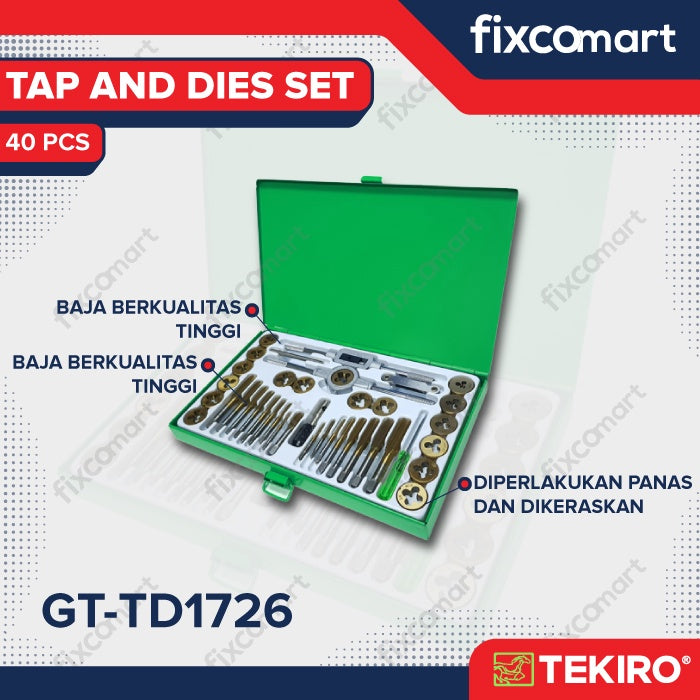Tekiro Tap & Die Set 40 Pcs - Alat Pembuat Buat Drat