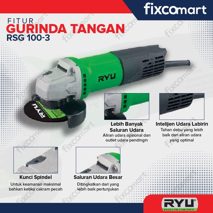 RYU Fixcomart – Ryu Paket Mesin Gerinda Rsg 100-3 & Mesin Bor Rdr 10-3 Re