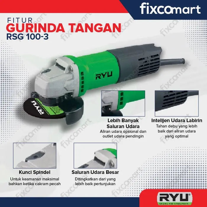 RYU Fixcomart – Ryu Paket Mesin Gerinda Rsg 100-3 & Mesin Bor Rdr 10-3 Re FIXCOMART