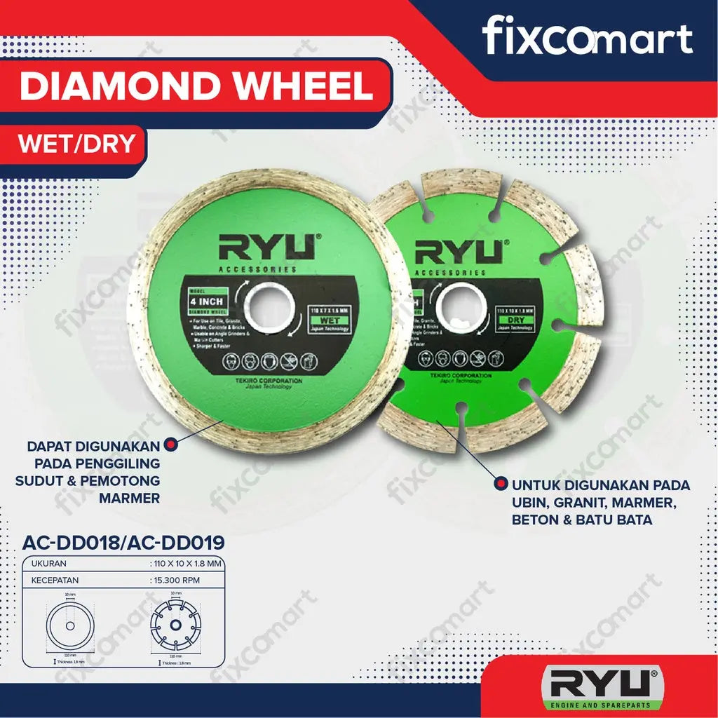 Ryu Mata Potong Keramik Wet / Basah / Dry / Kering 4 Inci FIXCOMART